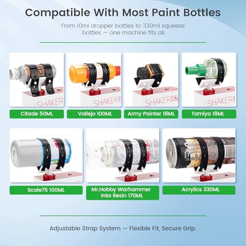 YOFSZJ Upgraded Paint Shaker for Model Paints – High-Power Oscillating Bottle Mixer for Acrylics, Inks, Pigments, Glues & Hobby Supplies | Hands-Free Clamping Design, Fast 10s Mixing