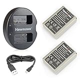 Newmowa Replacement BLN-1 Battery (2-Pack) and Dual USB Charger for Olympus BLN-1, BCN-1 and Olympus OM-D E-M1, OM-D E-M5, Pen E-P5,OM-D E-M5 II