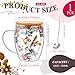 Rtteri 11.8 oz Double Wall Glass Coffee Mug with Bamboo Lid and Spoon Clear Flower Insulated Coffee Mugs with Handle Double Glass Cup Tea Cup for Cappuccino Latte Beverage