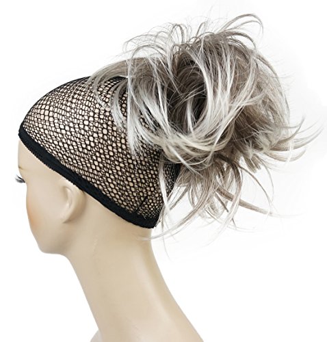 Lydell Adjustable Messy Style Ponytail Hair Extension Synthetic Hair-Piece with Jaw Claw Amzing Shape For You #48T Light Gray with Dark Root