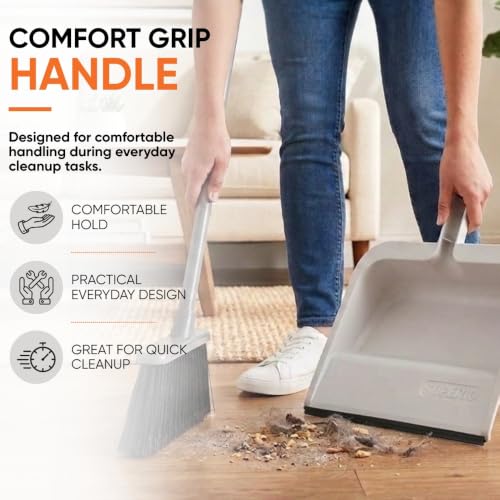 Image of Superio Clip-On Dustpan with Rubber Lip - 10-inch Wide Durable Plastic Dust Pan with Comfort Grip Handle, White, 1-Pack