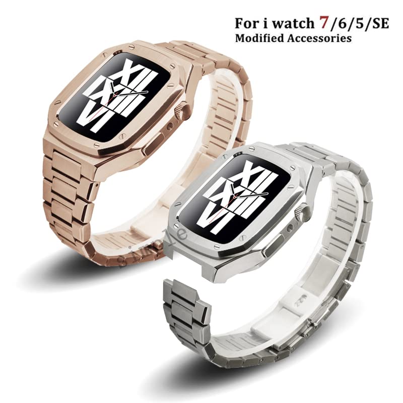 Kit modification Apple Watch 44mm bracelet acier inoxydable boîtier