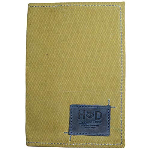 Hide & Drink, Notebook Cover for Field Notes (3.5 x 5.5 in. Journal not Included) with Pencil, Paper & Cards Slot, Pocket Case, Waxed Canvas, Handmade, Blue Mar