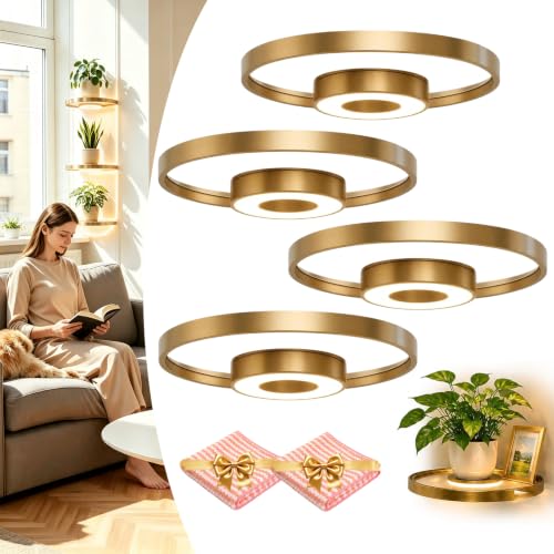 Snrtevu Floating Wall Shelf with Built-In Ambient Led Light (4pcs)