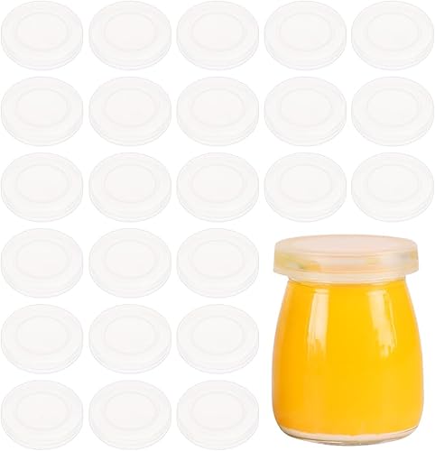 BENECREAT 48 tapas para tarros de yogur de 2 pulgadas, tapas de botellas de plástico transparente compatibles con tarros de yogur Oui para disponible en Yaxa Peru