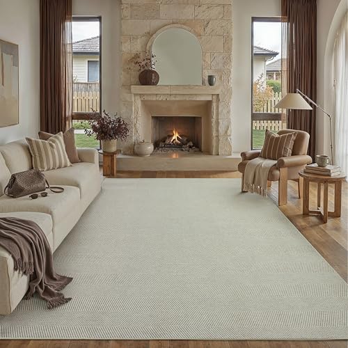 Outdoor Teppich Wohnzimmer 300x400cm Outdoorteppich Wetterfest Balkon Beige Teppiche Jute Optik rutschfest Waschbarer Indoor Groß Carpet Garten Esszi