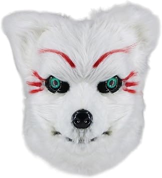 Furry Dog Mask Animal Full Head for Halloween Party Costume Women Men