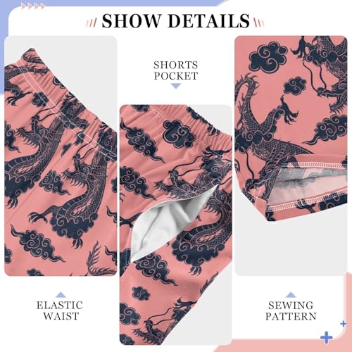 Flying Dragon with Cloud Boys Long Pants Soft Trousers Elastic Waist Kids Lounge Bottoms with Pockets S-XL4