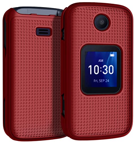Nakedcellphone Case for Alcatel Go Flip 4 / TCL Flip Pro Phone, Slim Hard Shell Protector Cover with Grid Texture - Red
