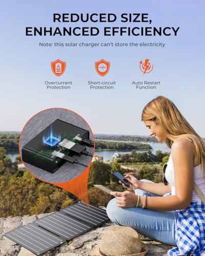 BigBlue 30W Solar Panel with Fast Charging USB-A, PD 24W USB-C and DC Ports, IP68 Waterproof, Portable Folding Solar Charger Compatible with iPhone, iPad, Samsung, LG, Power Banks, Power Station etc