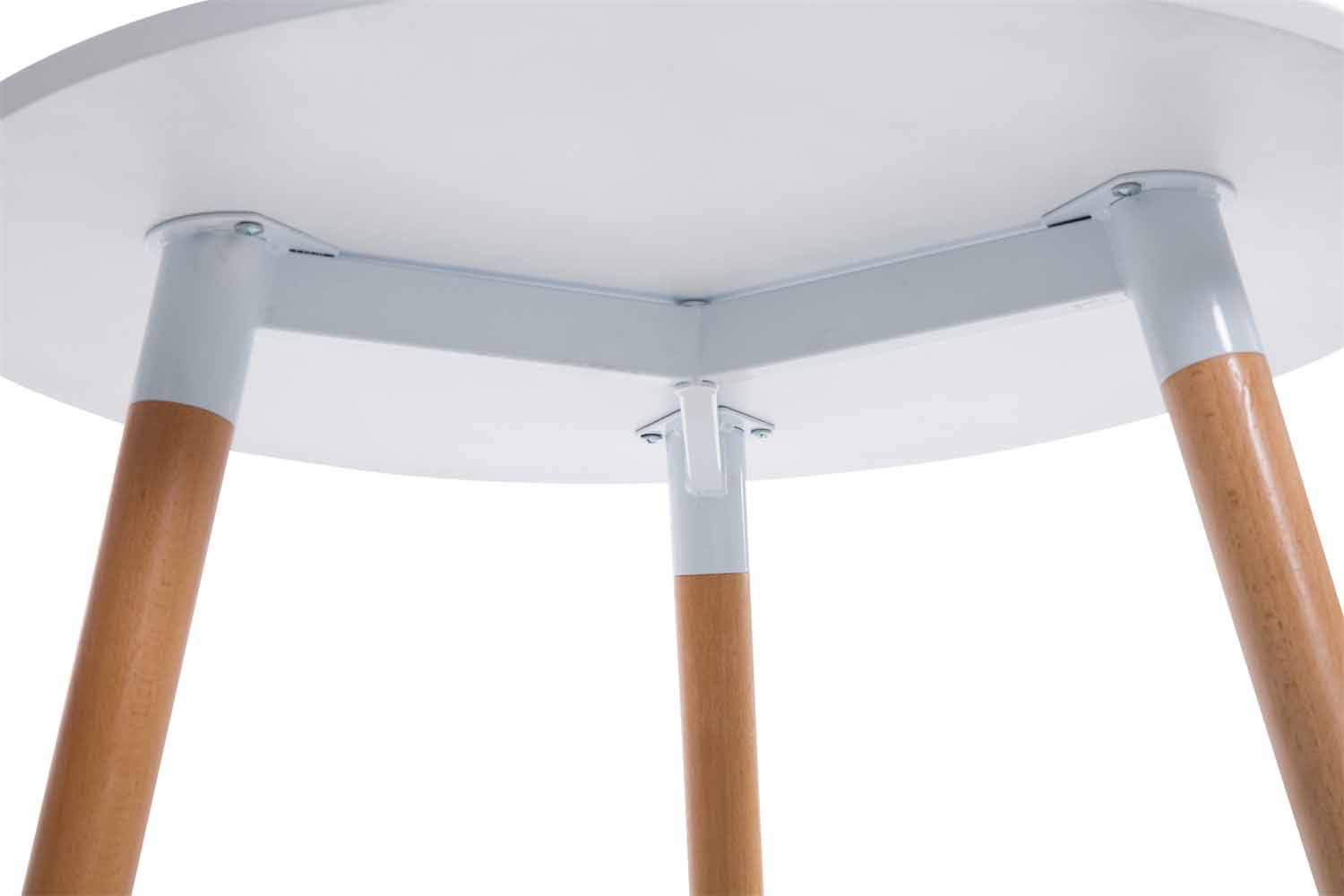 CLP Mesa Auxiliar Ansgar En Estilo Nórdica I Mesa De Centro Baja con Ř 80 Cm I Mesa De Café con Base De Madera & Tablero De MDF I Color:, Color:Blanco, Color del Marco:Natura