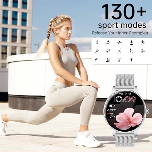 Image of Smart Watch for Women(Answer /Make Calls), 1.27 inch HD Screen Fitness Tracker with Heart Rate /Sleep Monitor, 130+ Sport Modes IP68 Waterproof Activity Tracking, Smartwatch for Android iPhone with Bracelet