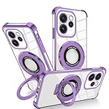 Hlgcokro for Oppo Reno 15 Pro Case with Ring Stand, Silicone Shockproof Phone Case for Oppo Reno 15 Pro Clear Slim Luxury Cute Plating Protective Cover (Purple)