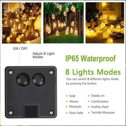 Guirnaldas solares exterior para iluminar patios sin enchufes 50 LED 7