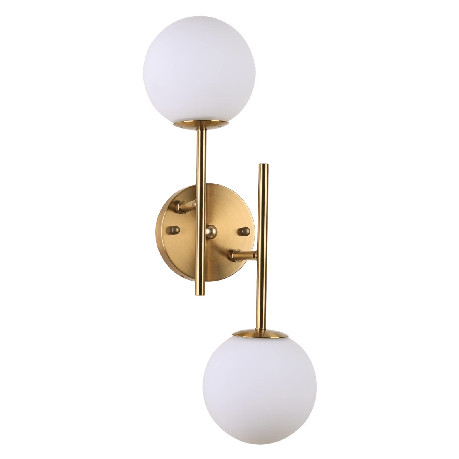 BYOLIIMA Gold Globe Wall Sconce, 7.5" W x 20" H, G9 Base, Compatible with LED or Halogen Bulbs, Perfect for Bathroom, Kitchen, Living Room, Home