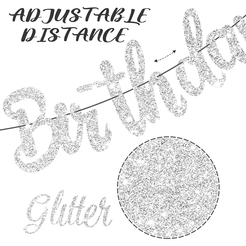 Gym Birthday Decorations Weightlifting Happy Birthday Banner Silver Glitter Fitness Party Hanging Decorations for Gym Weight Lifting Fitness Themed Bday Party Baby Shower Supplies by C L cooper life - Used condition - Image 5