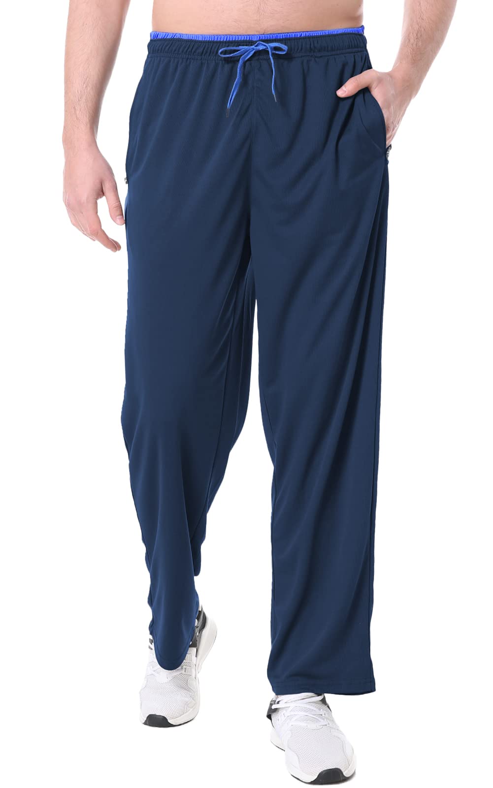 Men's Sweatpants Casual Loose Fit with Reflective Stripes Jogger Pants Elastic Waist Drawstring Closure with Zippered Pockets