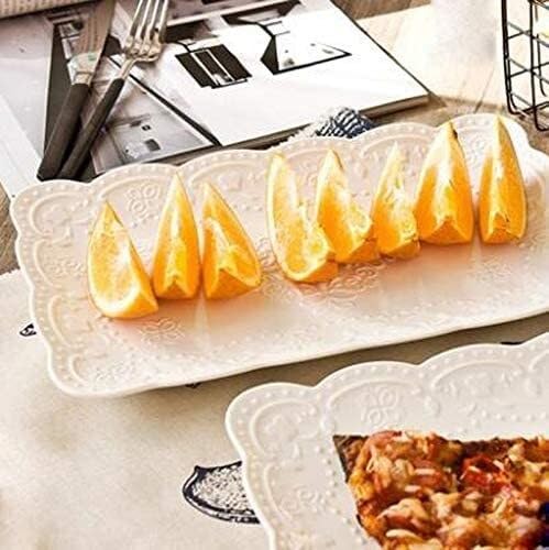 Piatto Rettangolare In Porcellana Ossea YBK Tech Con Goffratura A Pizzo – Rosa, 30,5 Cm, Elegante Per Dessert E Tè Pomeridiano