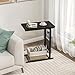 Tangkula Rolling Height Adjustable C Table, Mobile End Table with Detachable Wheels, Side Basket and Bottom Mesh Storage, Space-Saving Slide Under Sofa Table for Living Room Bedroom