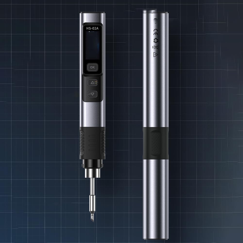 Kit de fer à souder portable FNIRSI HS-02 100 W avec chauffage rapide et contrôle précis de la température, station d'affichage de 2,4 cm pour réparation électronique (6 pointes de fer à souder)