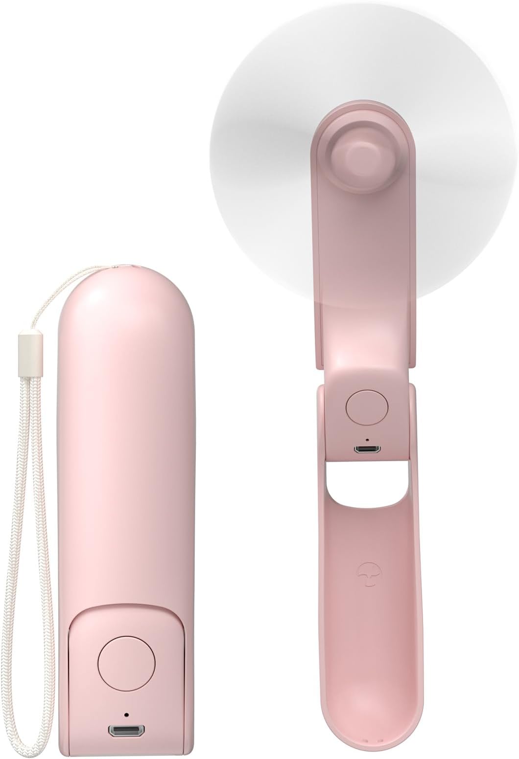 KoonieHandheld Fan, 3 IN 1 Foldable USB Fan, 2 Speed Portable Desk Fans, Battery Operated with 8 Working Hours,Rechargeable Power Bank for Travel/Summer/Camping, Man,Kids(Pink)