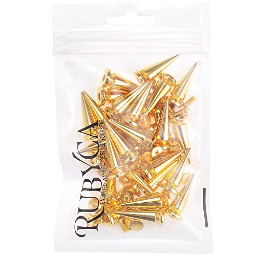Rubyca 25Mm 100 Sets Large Metal Big Tree Spikes And Studs Metallic Screw-Back For Diy Leather-Craft Gold Color #TOP3