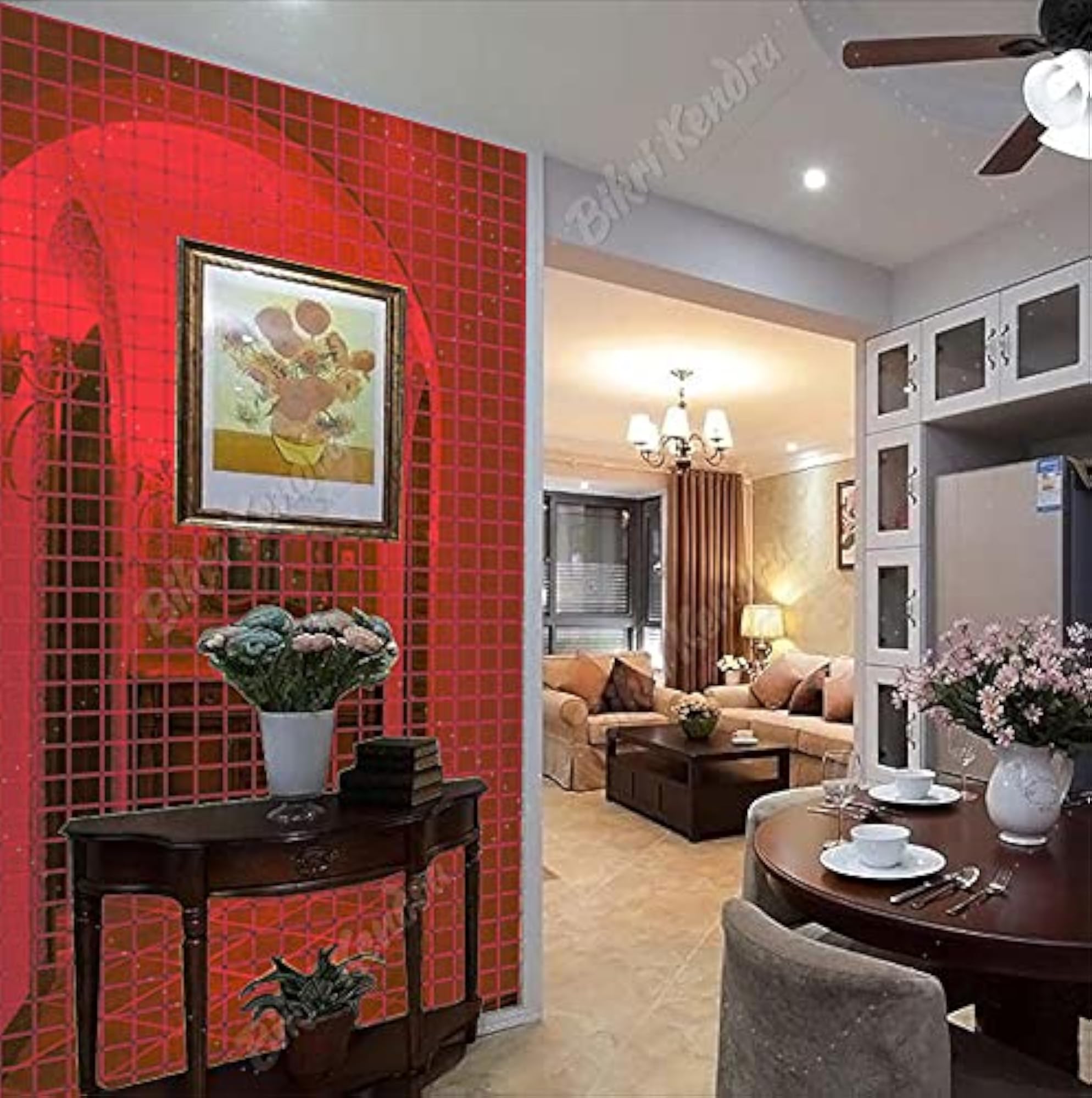 Square Red Mirror Stickers for Wall Decor