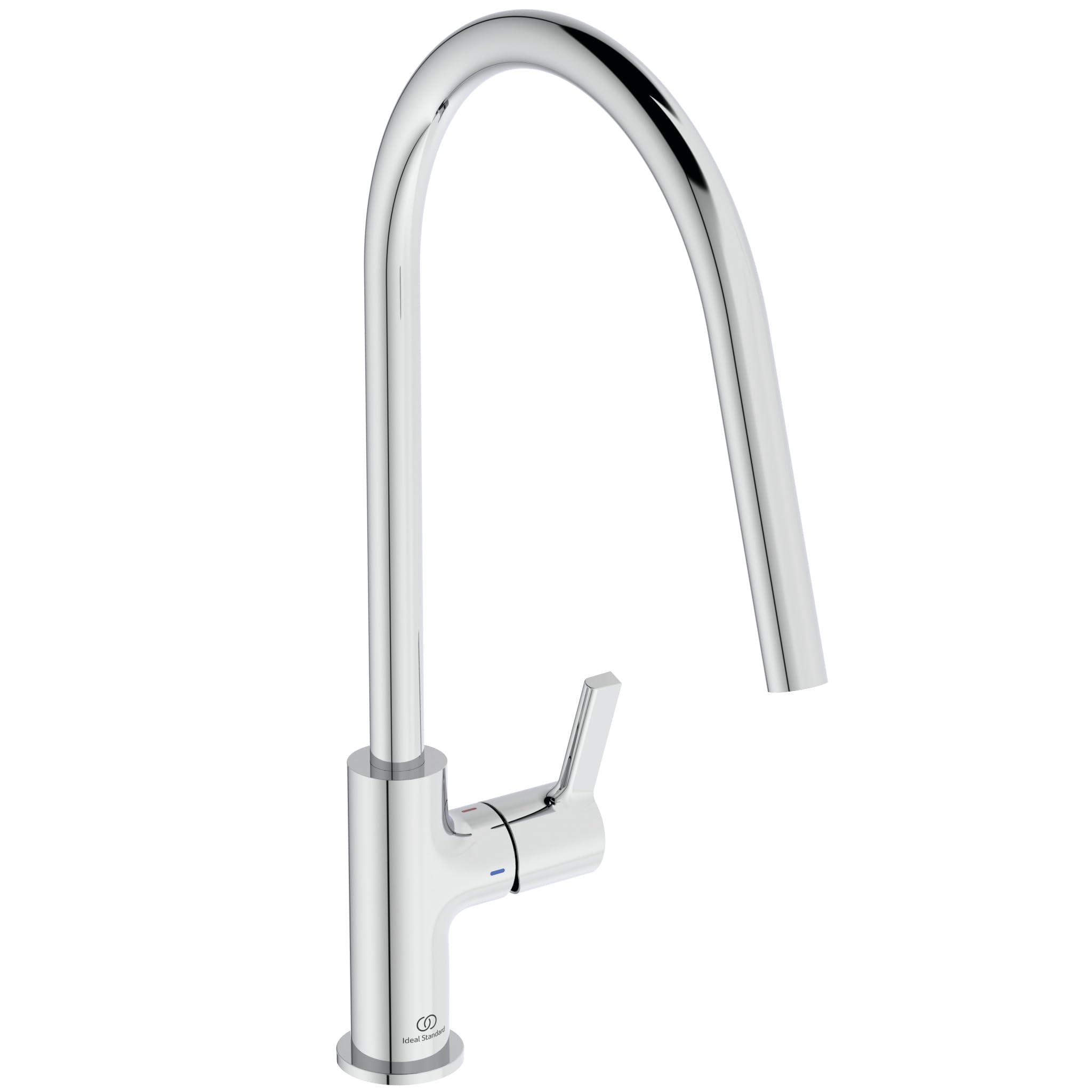 Ideal Standard – Gusto Miscelatore cucina, Bocca alta tonda, con cartuccia FirmaFlow, bocca girevole a 360°, facile da installare con fissaggio EasyFix+, Cromato