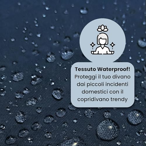 Copridivano bicolore in microfibra TRENDY, Blu Scuro/Grigio Chiaro, 1 Posto - Immagine 2