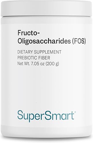 Supersmart Fructo Oligosacáridos en polvo (prebióticos FOS) - Oligofructosa inulina - Suplemento de fibra | Sin OMG y sin gluten - 7.05 oz