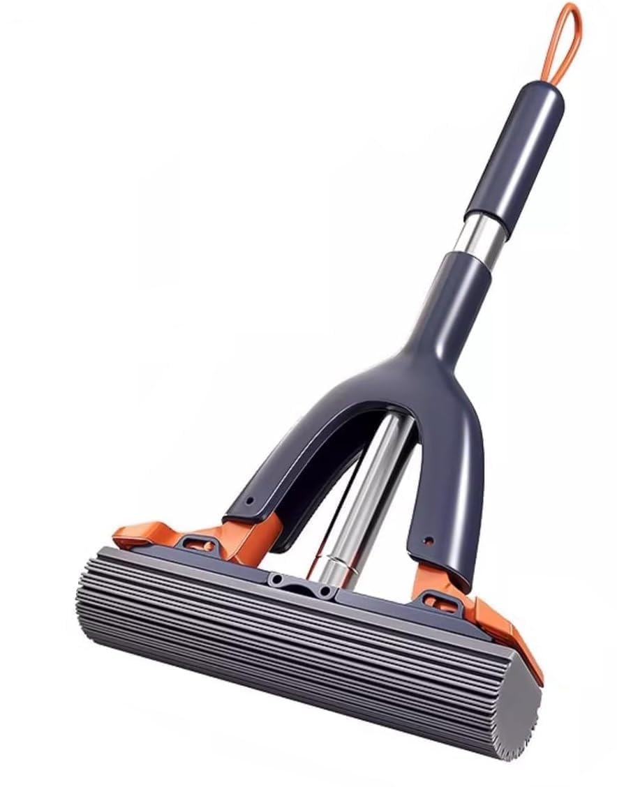 INFRARA STORE Portable Mini Cleaning Mop, Strong Absorbent Magic Mini Sponge Mop, Wet and Dry Use Cleaning System, Self-Squeeze Small Mop for Bathroom, Kitchen, Desktop, Glass, Living Room. (R-Black)