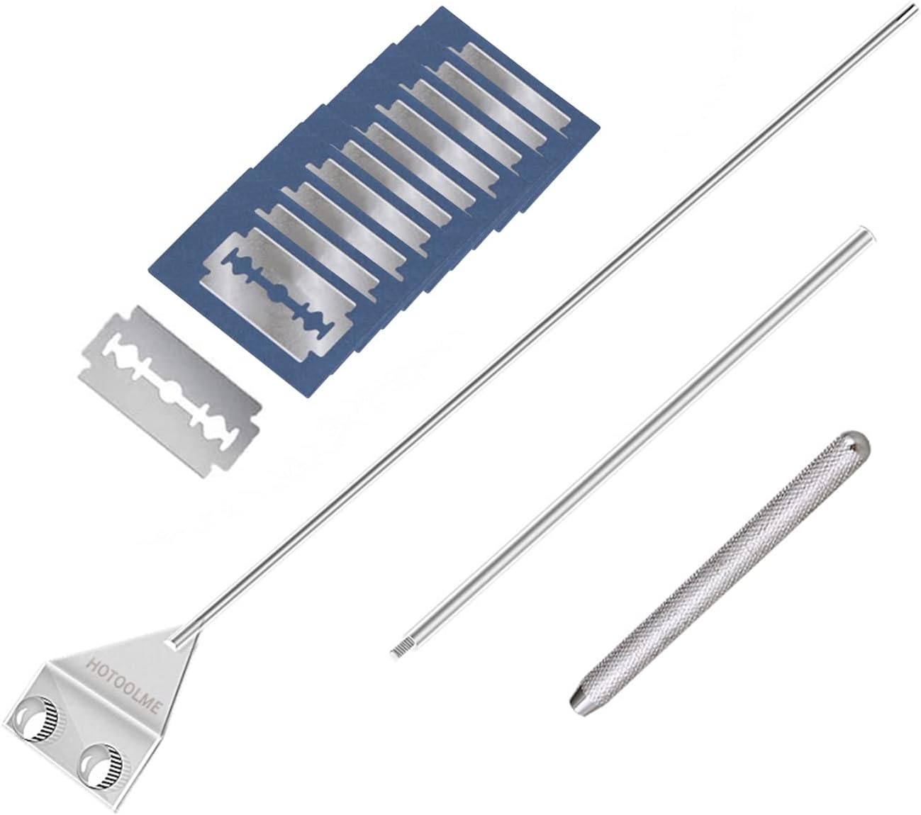 Algae Scraper Fish Tank Scraper Cleaner Tool Kit with 10 Blades for Glass Aquarium Cleaning 65cm Long Handle