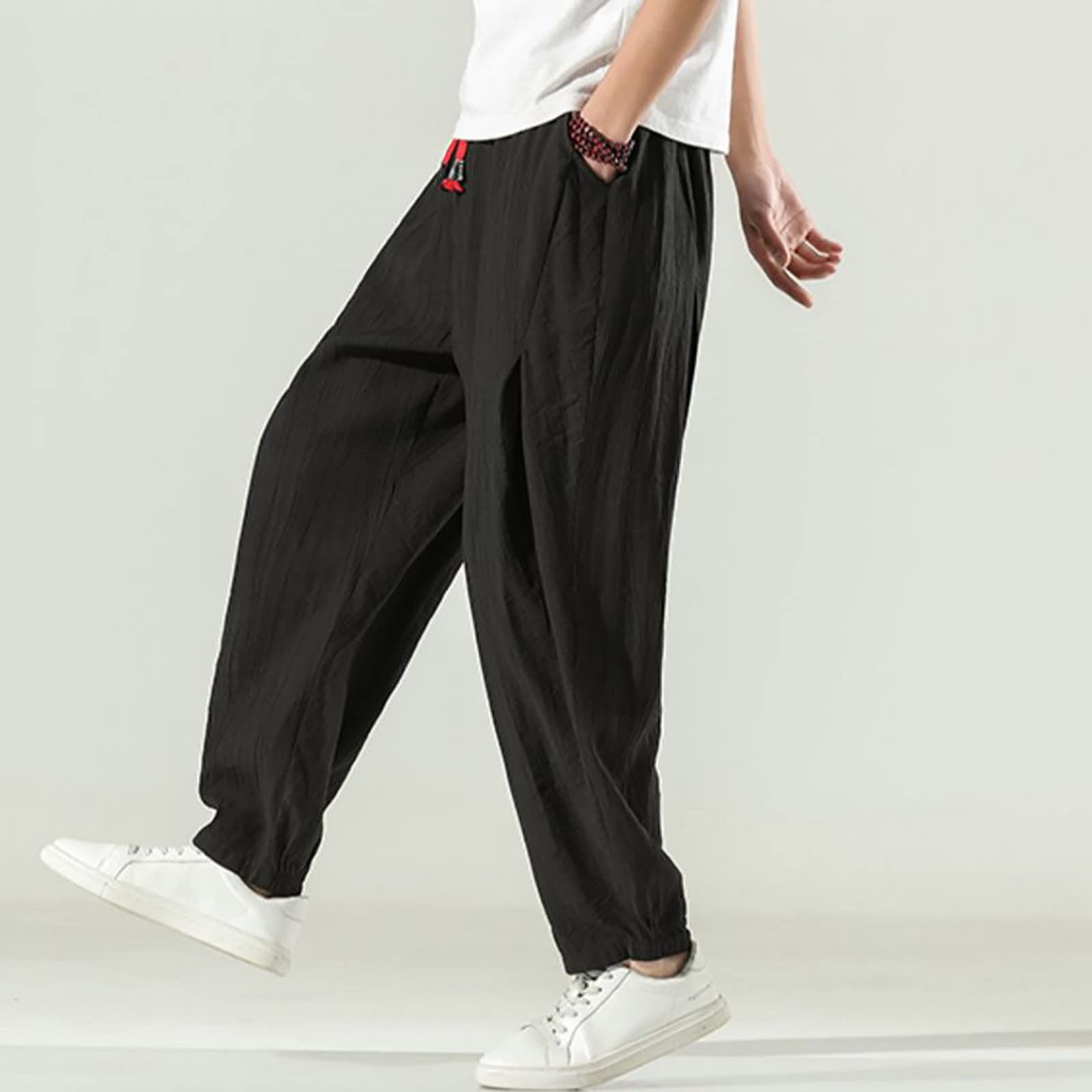Pantalon sarouel baggy pour homme Goa - Style japonais - Pantalon de loisirs - Pantalon baggy chinois - Pantalon sarouel - Hippie Yoga Ballon Bloomer - Décontracté - Pantalon de course ample
