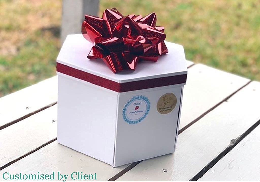 USA-SALES UNIKPACKAGING Caja de regalo de flores con forma hexagonal de alta calidad, con cajón, tamaño 9.5 x 8.3 x 6.1 pulgadas, para arreglos florales de estilo lujoso (blanco)