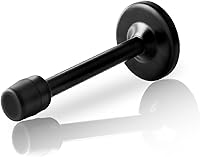 Vista 15 de Topes de puerta largos de 5 pulgadas (4.724 in), tope de puerta negro de acero inoxidable con puntas de goma silenciosas para montaje en pared