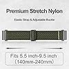 ANNEFIT Stretchy Nylon Watch Strap for Men Women, Adjustable Elastic Watch Band with Quick Release, Replacement Wristband 22mm with Black Buckle (Army Green) #2