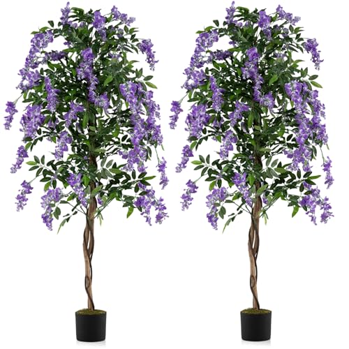 Goplus 6FT Ficus Artificial Wisteria Tree (2 Pack)