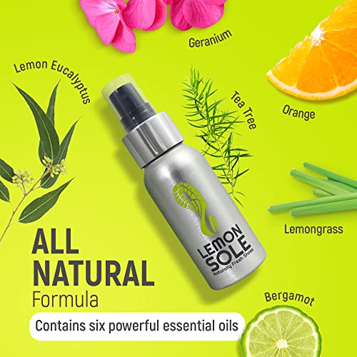 Lemon Sole Natural Shoe Freshener & Deodoriser with 6 Powerful Essential Oils for Long-Term Odour Control, Great for Sports, Fresh Lemon Scent. Lemon Fresh shoes every day. Lemon Sole Natural Shoe Freshener & Deodoriser with 6 Powerful Essential Oils for Long-Term Odour Control, Great for Sports, Fresh Lemon Scent. Lemon Fresh shoes every day.