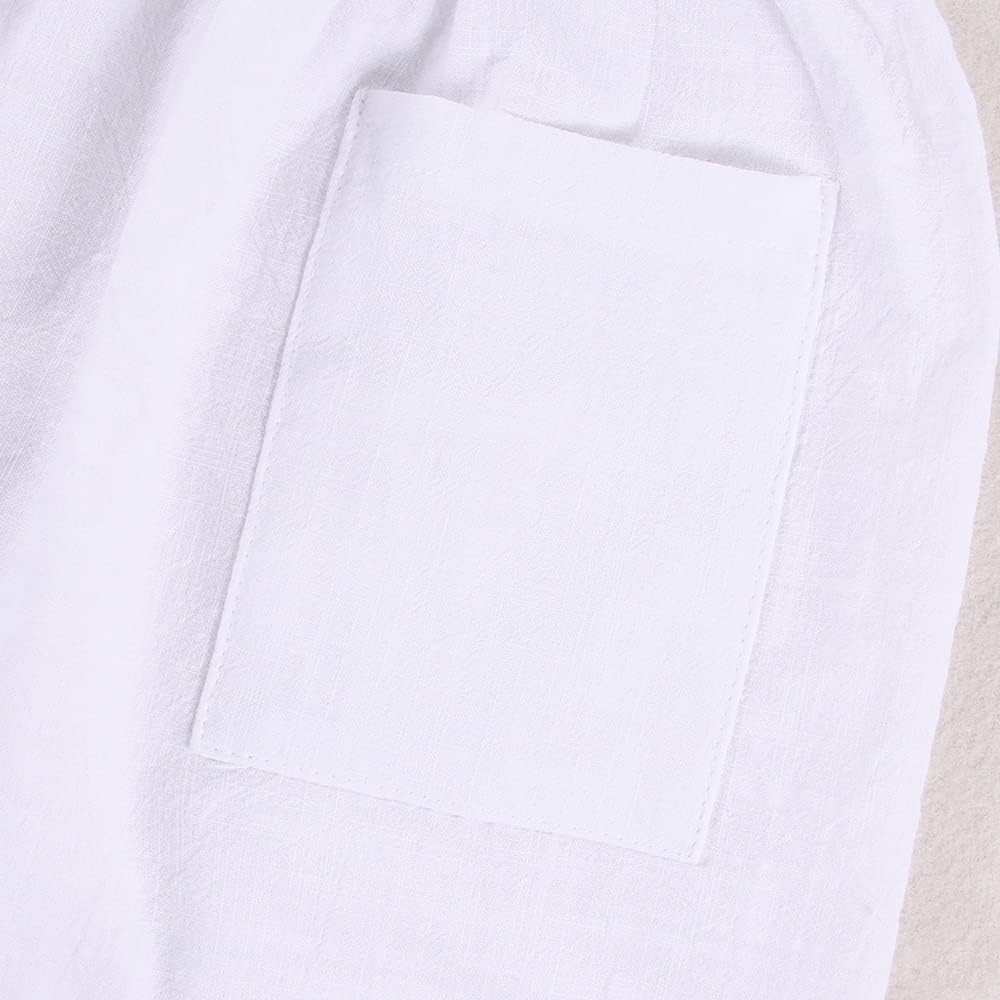 IZYJOY Toddler Baby Girl Summer Cotton Linen White Dresses Bow Straps Sleeveless with Pockets Little Girls Beach Sundress - Image 4