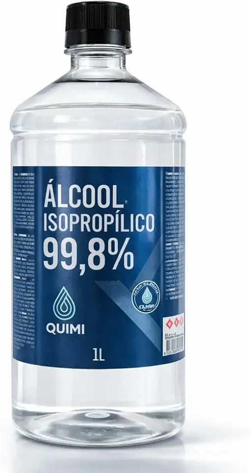 Álcool Isopropílico 99,8% 1L Para Limpeza Profissional De Telas, Placas, e Componentes Eletrônicos Quimi