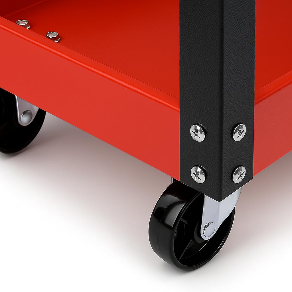 Carro de Herramientas con Ruedas vacío Carro de Taller mecánico para Herramientas con 3 Bandejas de Almacenamiento y Asa Lateral para Garaje Mecánico Hogar. 70 x 35 x 76 cm