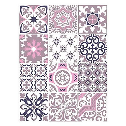 Adzif.biz Le sticker de decoration - Stickers Carreaux Muraux - Planche de 12 Autocollants Adhesifs Carrelage - PINKMONKEY - Dimensions d'un Sticker : 10 x 10 cm
