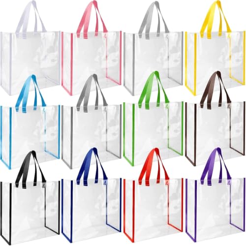 Saintrygo 12 Pcs Bulk Stadium Approved Clear Tote Bags, Vivid Color