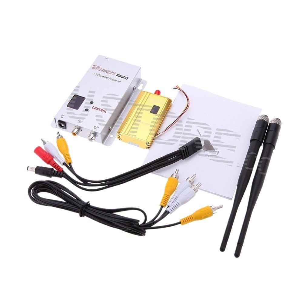 Compatibile con FPVKING, kit trasmettitore e ricevitore video FPV da 1,2 GHz 1500 mW, 8CH TX e 12CH RX for CCTV DJI Phantom Drone(TXandRX)