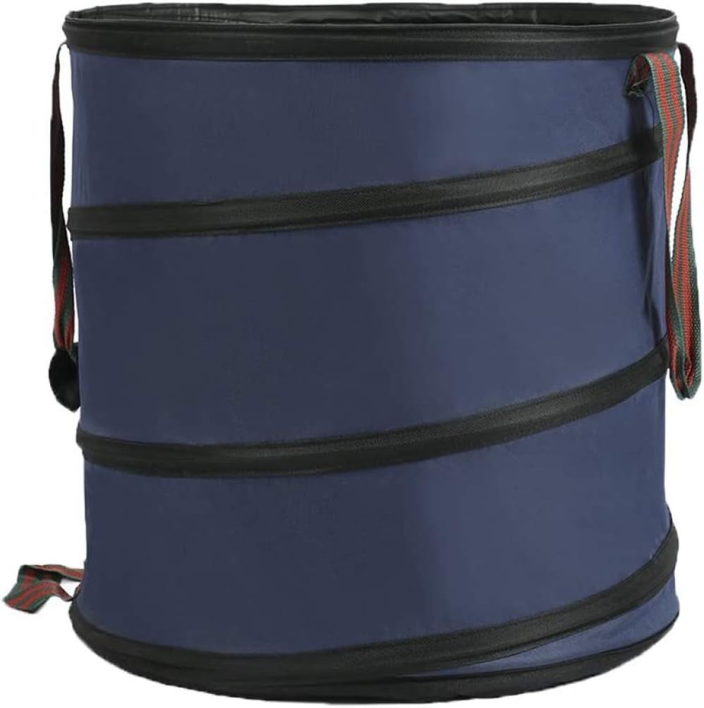 qiuqiu Pop Up Garden Bags, Reusable Gardening Waste Bag, Collapsible Garden Bin with Spring Bucket - Portable Yard Waste Bags Lawn Leaf Laundry Bag-Blue