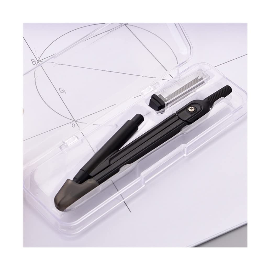 BAtlam Drafting Kit Schwarz Geometrie Math Set Kompass und Bleistift Schüler Zeichenwerkzeuge Schreibwaren Kompass Kompass Zeichnung Winkelmesser Winkelmesser for Schule (Color : 1pcs) (1pcs)