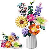 Flowers Bouquet Building Set, DIY Home Offic Botanical Bouquet Decoration Kit, Creative Gift for Mom, Girls, Kids, Adults - Great for Birthdays, Mother's Day and More (858Pcs)