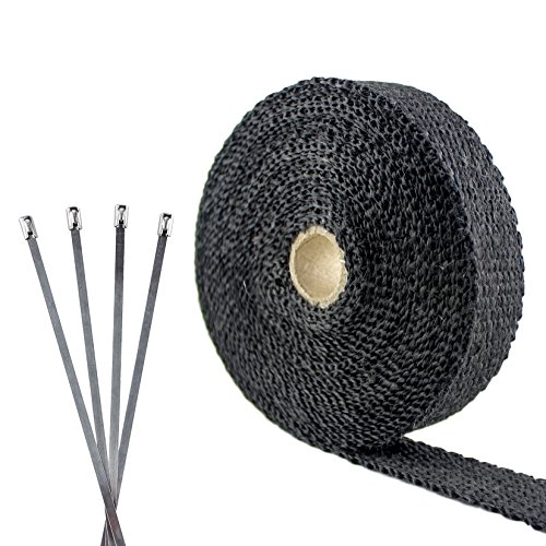 Image of JCP Heat-Resistant Header and Exhaust Pipe-Wrap Kit (Black, 1 inch Wide - 25ft)