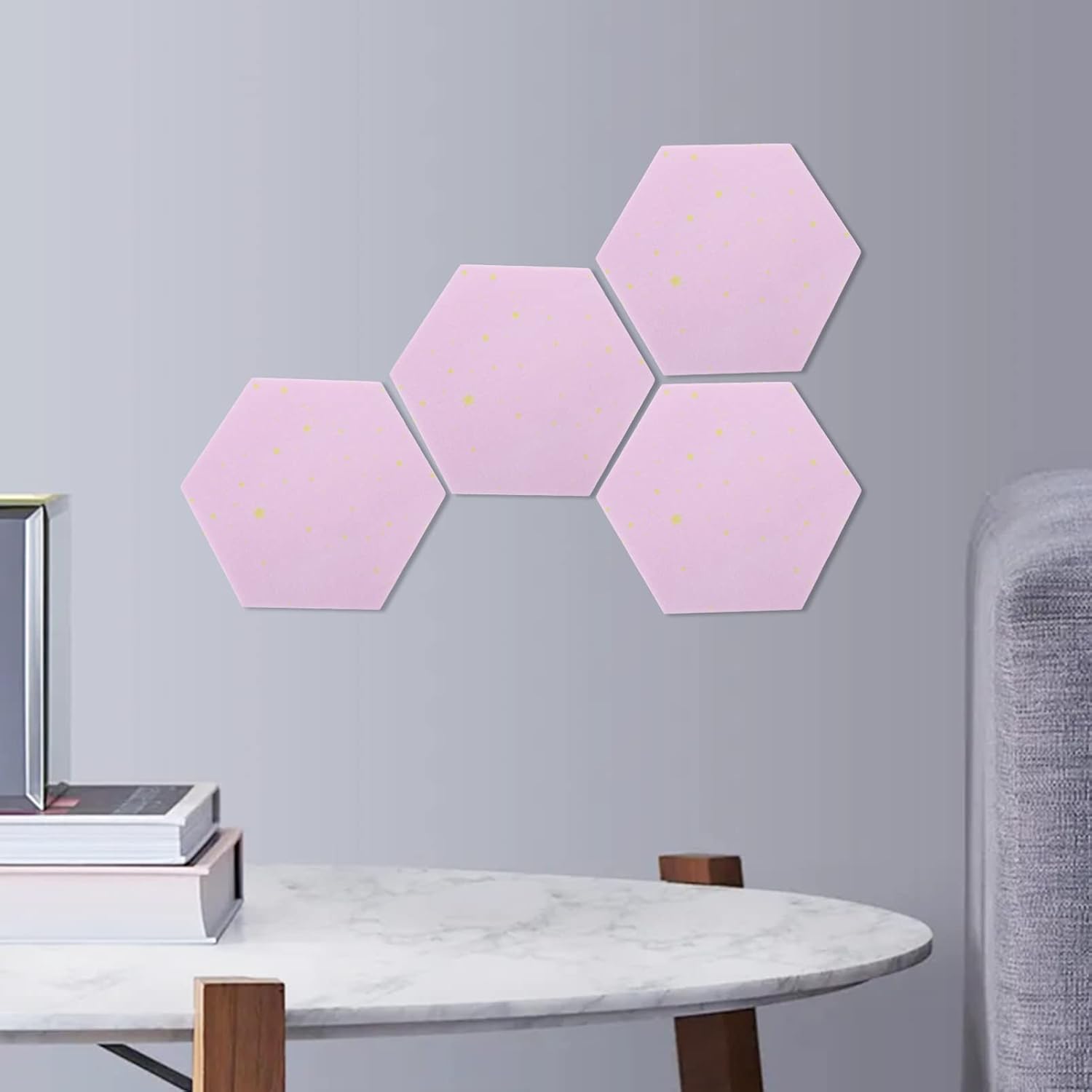 Garneck 6pcs Hexagon Felt Memo Board Decorative Pin Boards for Home Office Classroom Self-Adhesive Easy to Install for Photos Notes Keys Design