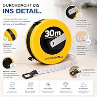 XXL Kapselbandmaß Bandmaß 30 Meter mit Halterung - robustes Maßband & Bandmass zum präzisen Messen mit Feststeller - Rollmassband & Massband mit Aufrollsystem (30 Meter) – Ansicht 2